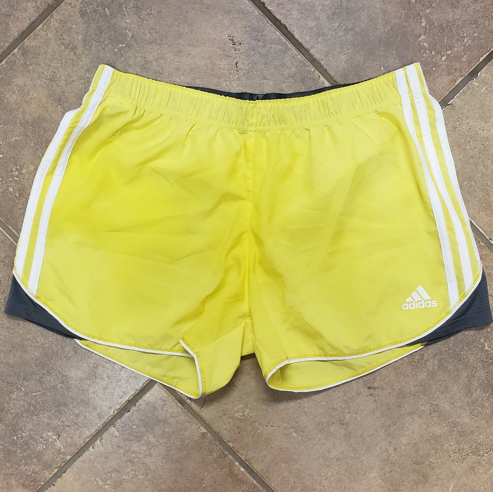 Adidas yellow athletic shorts